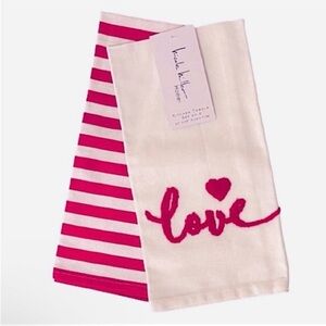 🆕- Nicole Miller Set of 2 Embroidered "Love" Kitchen Towels